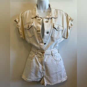 Cotton On Cream Button-Up Romper